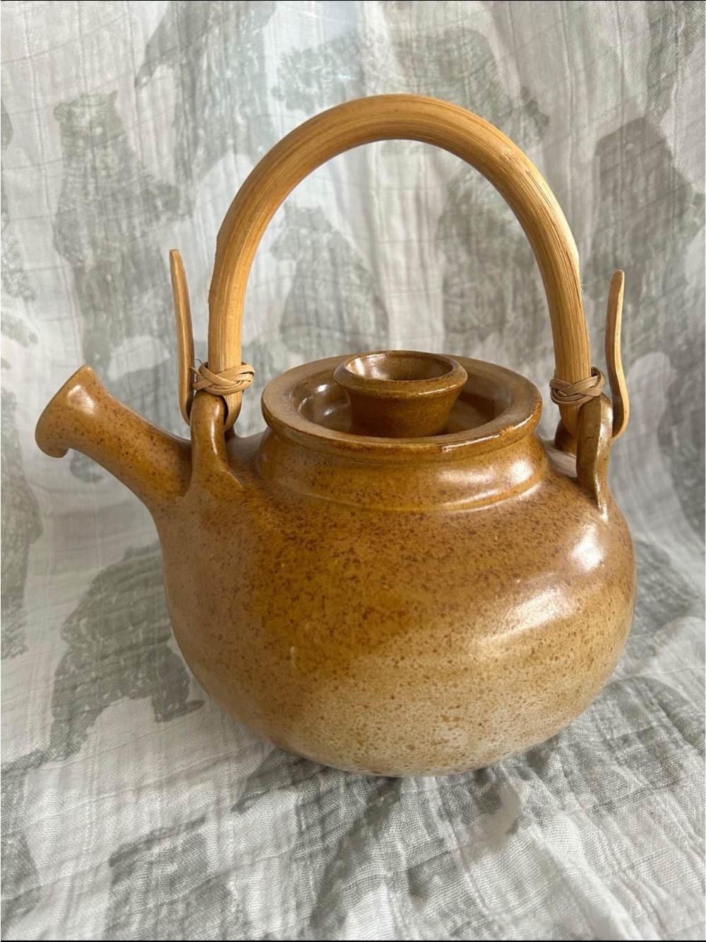 Studio Pottery Teapot with Bamboo Handle